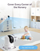 Baby Monitor with Camera and Audio, 7" 720P HD Video Baby Monitor No WiFi, 4000mAh Battery, VOX Mode, Auto Night Vision, Hack Proof, Remote PTZ by TinyTreasures Baby Boutique