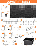 INCLY 158PCS Metal Pegboard Wall Organizer, 48x24 Inch Black Pegboard Panels Tool Organizer Kit with Accessories Hooks and Bins, Peg Board Utility Tool Storage for Garage Workbench Shed by GreenHaven Gardens