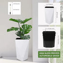 Dexceder 20 Inches Tall Self Watering Planter Diamond High Gloss Indoor Outdoor, Thickened Rhombus Large Floor Standing Flower Plant Pot with Water Level Indicator (White) by CozyNest Decor