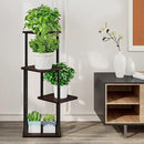 AZERPIAN Plant Stand 4 Tier Indoor Metal Flower Shelf for Multiple Plants Corner Tall Flower Holders for Patio Garden Living Room Balcony Bedroom, Black oak by GreenHaven Gardens