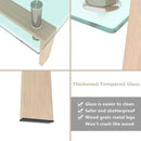 Glass Coffee Table Rectangle Living Room Center Table, 39inch Transparent Tempered Glass Tabletop and Beige Wood Grain Metal Legs, Beige + Clear Glass by CozyNest Decor