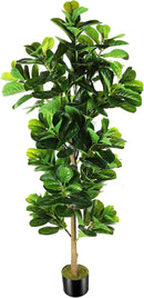 7.3ft Artificial Fiddle Leaf Fig Tree (87in) with Plastic Nursery Pot Faux Tree, Ficus Lyrata Fake Plant for Office House Farmhouse Living Room Home Decor (Indoor/Outdoor) by CozyNest Decor