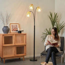 Rattan Floor Lamp for Living Room, 72 Inch Tall Boho Floor Lamp with Rotary Switch, 3 Light Arc lamp with Wicker Shade for Coastal,Bohemian,Rustic,Beach Tree,Farmhouse Standing Lamp by CozyNest Decor
