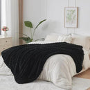 NEWCOSPLAY Faux Fur Twin Blanket Black Bubble Blanket Thick Warm Soft for Couch Sofa Bed 550GSM (Black, Twin(60"x80")) by CozyNest Decor