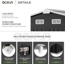Aoxun 9.4x7.3x6.5 FT Outdoor Storage Shed, Garbage Can, Outdoor Metal Shed for Tool, Garden, Bike, Placed in Patio, Garden (Black) by GreenHaven Gardens