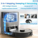 Robot Vacuum and Mop Combo, Self-Emptying, 60-Day Capacity, Schedule, 180mins Runtime, Home Mapping, Wi-Fi/App/Alexa/Remote, Robotic Vacuum Cleaner for Pet, Hard Floors, Carpet by CozyNest Decor