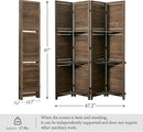 Partition Room Dividers, 67 * 51inch Folding Wood Privacy Screen with Three Display Shelves Suitable for Home Office, Study, Art Display - 4 Panel (Brown) by CozyNest Decor