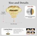 Flashing God Modern Crystal Chandeliers Dia 24" Gold Chandelier Flush Mount Ceiling Light for Bedroom Living Room Dining Room Hallway Dimmable 3 Rings LED Celing Lighting Fixtures by CozyNest Decor