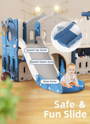 XJD 7 in 1 Toddler Slide Set, Kids Slide for Toddlers Age 1+, Toddler Climber Slide PlaySet with Basketball Hoop and Ball,Outdoor Indoor Playground for Toddlers 1-3 (Blue) by TinyTreasures Baby Boutique