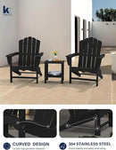 KINGYES HDPE Adirondack Chair, Classic All-Weather Adirondack Chair Set of 8, Black by GreenHaven Gardens