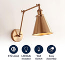 JONATHAN Y JYL7461A Rover 7" Farmhouse Industrial Adjustable Arm Metal LED Wall Sconce Rustic Bohemian 2700K LED 4W Bulb for Entryway Lobby Kitchen Bathroom Bedroom Living Room Hallway, Brass Gold by CozyNest Decor