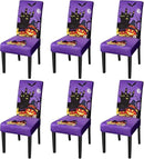 JQinHome Purple Halloween Chair Slipcover, Castle Chair Covers Set of 6, High Stretch Washable Chair Protector Cover for Dining Room, Kitchen,Home Party,Wedding Ceremony(Purple,6PC) by CozyNest Decor