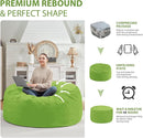 4FT Bean Bag Chair, Large Bean Bag Chairs with Memory Foam Filled, Fluffy Beanbag Sofa with Dutch Velvet Cover, Round BeanBag Chairs for Living Room, Playroom - Lime by TinyTreasures Baby Boutique