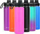 DRINCO Stainless Steel Water Bottle Spout Lid Vacuum Insulated Double Wall Water Bottle Wide Mouth (40oz 32oz 22oz 18oz 14oz) Leak Proof Keep Cold Sport Camping Hiking (22 oz, 22oz Island Pink) by CozyNest Decor
