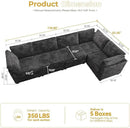 HOOOWOOO Modular Sectional Sofa,5 Pieces Sectional Couches for Living Room,131X66 L Shaped Cloud Couch Set(Grey Velvet Corduroy) by CozyNest Decor