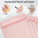 4-Piece Pink Large Durable Organic Cotton Mesh Laundry Bags with Sturdy Zippers and Breathable Mesh are Delicate Laundry Bags for Underwear, Clothes, Pants and Socks by TinyTreasures Baby Boutique