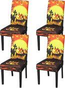 JQinHome Orange Halloween Chair Slipcover, Pumpkin Chair Covers Set of 4, High Stretch Washable Chair Protector Cover for Dining Room, Kitchen,Home Party,Wedding Ceremony(Orange,4PC) by CozyNest Decor