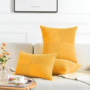Fancy Homi 2 Packs Gold Yellow Big Decorative Throw Pillow Covers 24x24 Inch for Couch Bed Sofa, Rustic Farmhouse Boho Home Decor, Soft Corss Corduroy Patchwork Accent Square Cushion Case 60x60 cm by CozyNest Decor