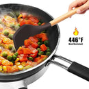 Silicone Cooking Utensils Set - 446°F Heat Resistant Silicone Kitchen Utensils for Cooking,Kitchen Utensil Spatula Set w Wooden Handles and Holder for Non-Stick Cookware, BPA FREE (Coffee) by CozyNest Decor