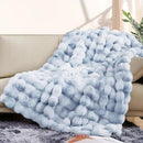 Touchat Luxury 1000GSM Faux Rabbit Fur Throw Blanket, Super Heavy Warm Cozy Grey Blankets for Couch Bed Sofa, Ruched Plush Fuzzy Elegant Soft Reversible Mink Blanket for Living Room Bedroom, Blue by CozyNest Decor