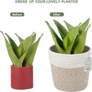 Cotton Rope Plant Basket Modern Woven Basket for 6" Flower Pot Floor Indoor Planters,Rustic Home Decor Storage Organizer H6 3/4" x W6 1/2" by CozyNest Decor