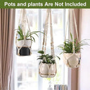 3-Pack Macrame Plant Hanger Indoor - Hanging Planter Basket for Indoor Outdoor - Decorative Boho Plant Holders Set with Beads - Ceiling Flower Pot Holder with 6 Hooks - 35"/30"/24" White by GreenHaven Gardens