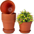homenote Plant Pots,7.5 Inch Flower Pots for Plants Plastic Planters for Indoor with Multiple Drainage Holes and Trays, for All Home Garden Flowers Succulents,Outdoor(Terra Cotta,8 Pack) by CozyNest Decor