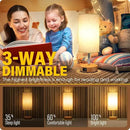 Yarra-Decor Bedside Lamp with USB A+C Port - Touch Control Table Lamp for Bedroom Wood 3 Way Dimmable Nightstand Lamp with Round Flaxen Fabric Shade for Home Office (LED Bulb Included) by CozyNest Decor