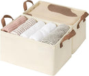 StorageWorks Storage Bins, Shelves Baskets for Organizing, Fabric Closet Organizers with Handles, Metal Frame, Beige（Texture）, 2-Pack by TinyTreasures Baby Boutique
