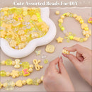 Assorted 170-230PCS Yellow Acrylic Beads for Bracelet Making, Flower Bow Butterfly Candy GummyBear Aesthetic Bracelet Charms,Cute Beads for Jewelry Making DIY Necklace Keychain Phone Charm by TinyTreasures Baby Boutique