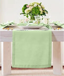 Solino Home Linen Table Runner 108 Inches Long - 100% Pure Linen Pastel Green Table Runner 14 x 108 Inch - Fete by CozyNest Decor