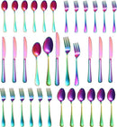 30 Pcs Rainbow Silverware Set for 6, Food Grade Stainless Steel Flatware Set, Eating Utensils Sets Include Fork/Knife/Spoon,Home Kitchen Tableware Set, Reusable Cutlery Set, Dishwasher Safe by CozyNest Decor