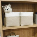 Collapsible Fabric Storage Cubes 11x11 Cube Storage Bins, 4 Pack Closet Baskets Box with Handles for Organizing, Shelf, Toys, Clothes, Home, Office, Nursery (Beige&White) by CozyNest Decor