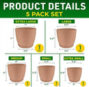 Planter Pots with Drainage Holes - Lightweight, Durable, and Space-Saving Pots for Indoor and Outdoor - Versatile Functionality, Simple Modern Design, Set of 5 Plastic Planter Pots - Pink by GreenHaven Gardens