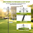 MIXXIDEA Bird Feeding Station Bird Feeder Pole with 5-Prong Base Hanging Hooks Water Bath Mesh Tray Wind-Resistant Water Bowl with Metal Snap Fastening for Outdoors to Attract Wild Birds by GreenHaven Gardens