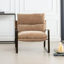 DUOMAY Mid-Century Accent Chair Armchair, Comfy Chenille Leisure Chair Lazy Chair with Brozen Metal Leg for Living Room Bedroom Office Apartment, Khaki by CozyNest Decor
