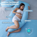 Momcozy Pregnancy Pillow with Cooling Cover, Dreamlign U Pro Maternity Pillow with Adjustable Leg Pillow - Support for Back, HIPS, Belly, Legs for Pregnant Women, 50-72 Inch, Bule by TinyTreasures Baby Boutique