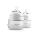 Nanobebe Flexy Silicone Baby Bottle, Anti-Colic, Natural Feel, Non-Collapsing Nipple, Non-Tip Stable Base, Easy to Clean 2-Pack, White, 5 oz by TinyTreasures Baby Boutique