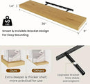 36 inch Floating Shelves Wall Shelves for Office with Invisible Brackets, 8 inch Deep Shelves for Bathroom, Living Room, Kitchen, Office, 36x7.9 inch deep Set of 2, Oak by CozyNest Decor