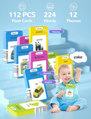 Bilingual Talking Flash Cards for Toddlers, 224 Sight Words Spanish and English Learning Flashcards for Kids, Autism Pocket Speech Therapy Toys, Española Vocabulary by TinyTreasures Baby Boutique