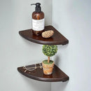 Corner Shelves, Floating Corner Shelf, Set of 2 7inch Solid Oak Wood Corner Wall Shelves, Round End with Wire Hole for Small Plant for Bedroom Kitchen, Living Room by CozyNest Decor