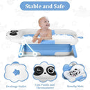 Foldable Baby Bathtub, Lightweight Bathtub for Infants to Toddlers with Soft Cushion & Thermometer, Portable Baby Tub Newborn to Toddler 0-36 Months(Blue) by TinyTreasures Baby Boutique