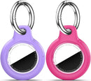 Upgrade Waterproof 2 Pack Airtags Holder with Apple Airtags Keychain, Hard PC Air Tag Case, Anti-Scratch & Shock Air tag Holder, Men's Women's Keyrings & Keychains-Purple+Rose Red by TinyTreasures Baby Boutique