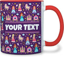 Personalized Mug for Kids - Princesses - Custom Name/Text, Ceramic Hot Chocolate/Cocoa/Coffee Cup for Girls, Birthday/Christmas/Holiday Gift - 11 oz, Red Handle by TinyTreasures Baby Boutique
