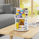 Lazy Susan Organizer 2 Tier - 9.2" Turntable Spice Rack for Table Top, Wooden Rotating Lazy Susan for Cabinet Pantry Kitchen Countertop Dining Table Cupboard Bathroom Vanity Storage(White) by CozyNest Decor
