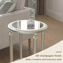 COSIEST Set of 2 Modern Round End Table, 2-Tier Glass Side Table with Glass Tabletop, Wood Accent Table with Storage Shelf for Living Room, Bedroom by CozyNest Decor