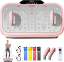 Vibration Plate Exercise Machine, Vibrating Fitness Platform Whole Body Shake Board Workout Equipment Fat Burner Vibrate Stand with Bluetooth Resistance Bands for Women Men Home Sport Gym-Pink by CozyNest Decor