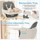 HONEY JOY Baby High Chair, 6-in-1 Eat & Grow Wooden Highchair/Toddler Chair with Removable Tray, 5-Point Harness, PU Cushion and Footrest, Convertible High Chair for Babies and Toddlers(Dark Gray) by TinyTreasures Baby Boutique