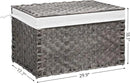 Wicker Storage Basket with Lid, 42.3 Gallon (160L) Large Blanket Basket with Lid, Woven Storage Bin with Handles, Removable Liner, Metal Frame, Foldable, for Bedroom, Laundry Room, Grey by CozyNest Decor