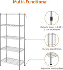 Amazon Basics 5-Shelf Adjustable, Storage Shelving Unit, (200 Pound Loading Capacity per Shelf), Steel Organizer Wire Rack, 23.2 x 13.4 x 60 inches (LxWxH), Chrome by CozyNest Decor
